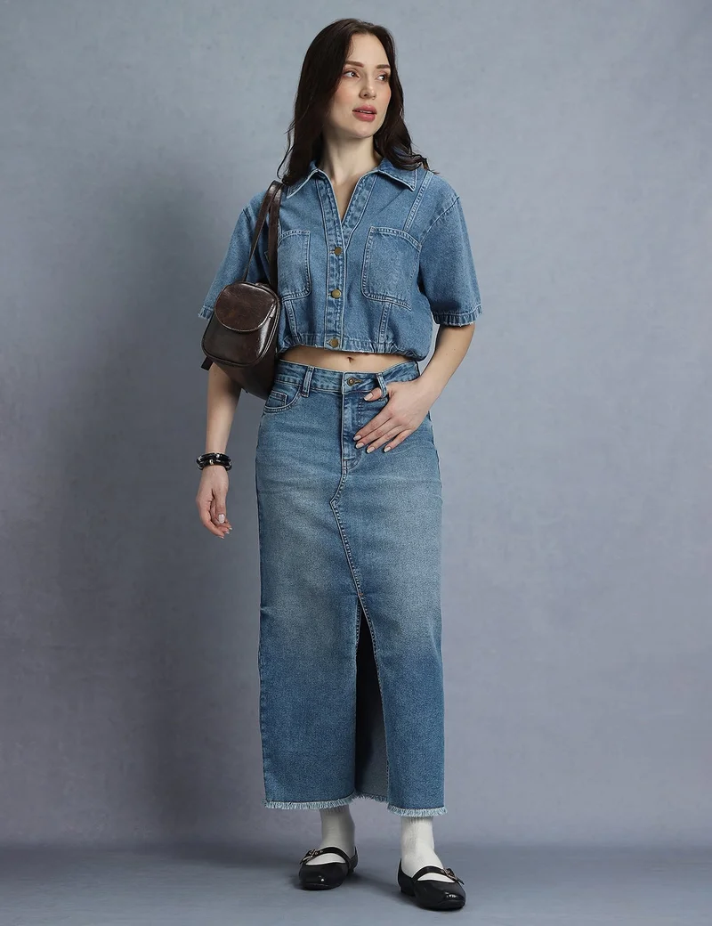 inkd تنورة جينز نسائية – فيت مرن وراحة